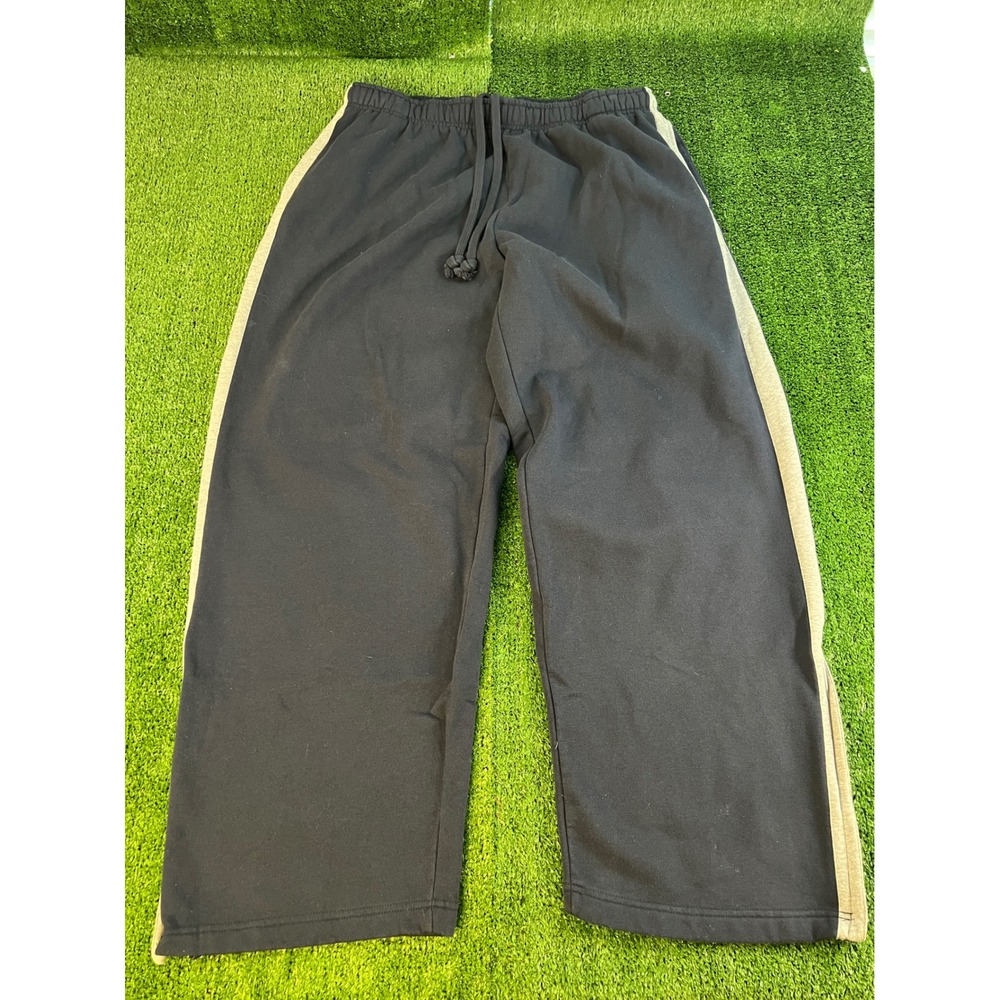 St Johns Bay Mens XL Baggy Y2K Sweatpants Blue Side Stripe Zipper Cuffs Fleece